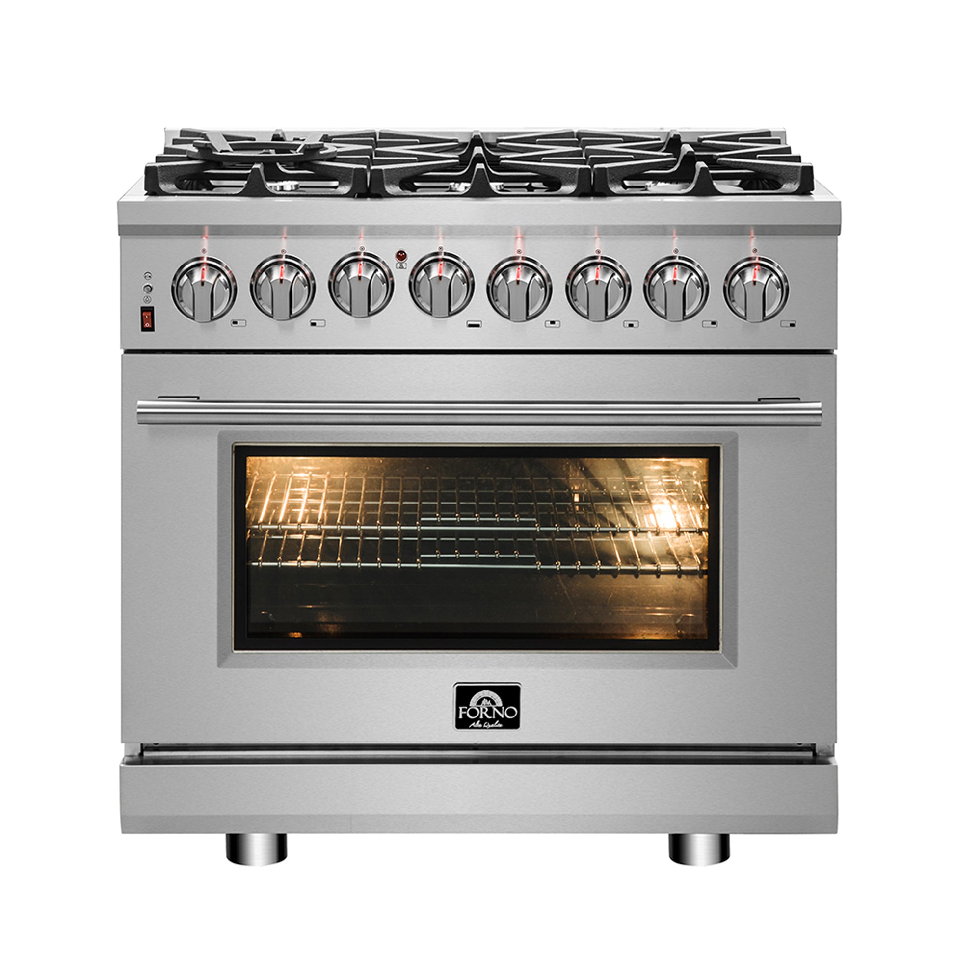 Forno Massimo 36-Inch Freestanding Dual Fuel Range, 6 Burners, Double Convection Ovens - Forno Appliances