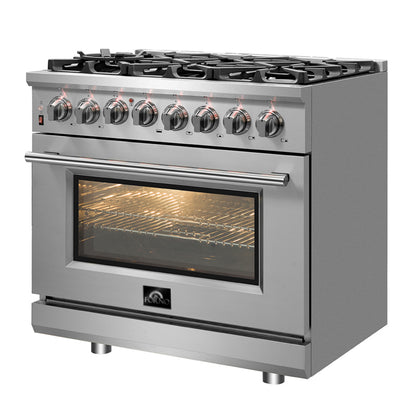 Forno Massimo 36-Inch Freestanding Dual Fuel Range, 6 Burners, Double Convection Ovens - Forno Appliances