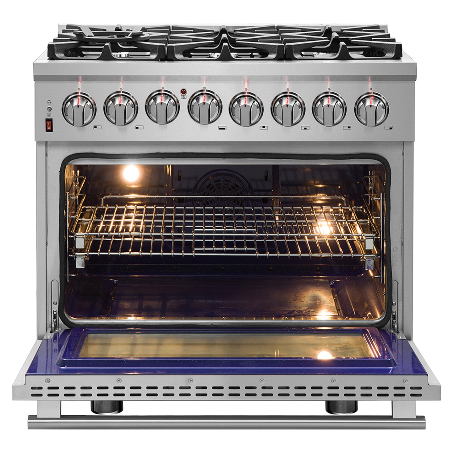 Forno Massimo 36-Inch Freestanding Dual Fuel Range, 6 Burners, Double Convection Ovens - Forno Appliances