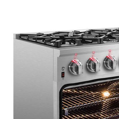 Forno Massimo 36-Inch Freestanding Dual Fuel Range, 6 Burners, Double Convection Ovens - Forno Appliances