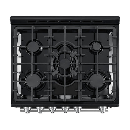 Forno Leonardo Espresso 30-Inch Black Gas Range, 5 Burners, 39,500 BTU, 5 cu.ft Convection Oven - Forno Appliances