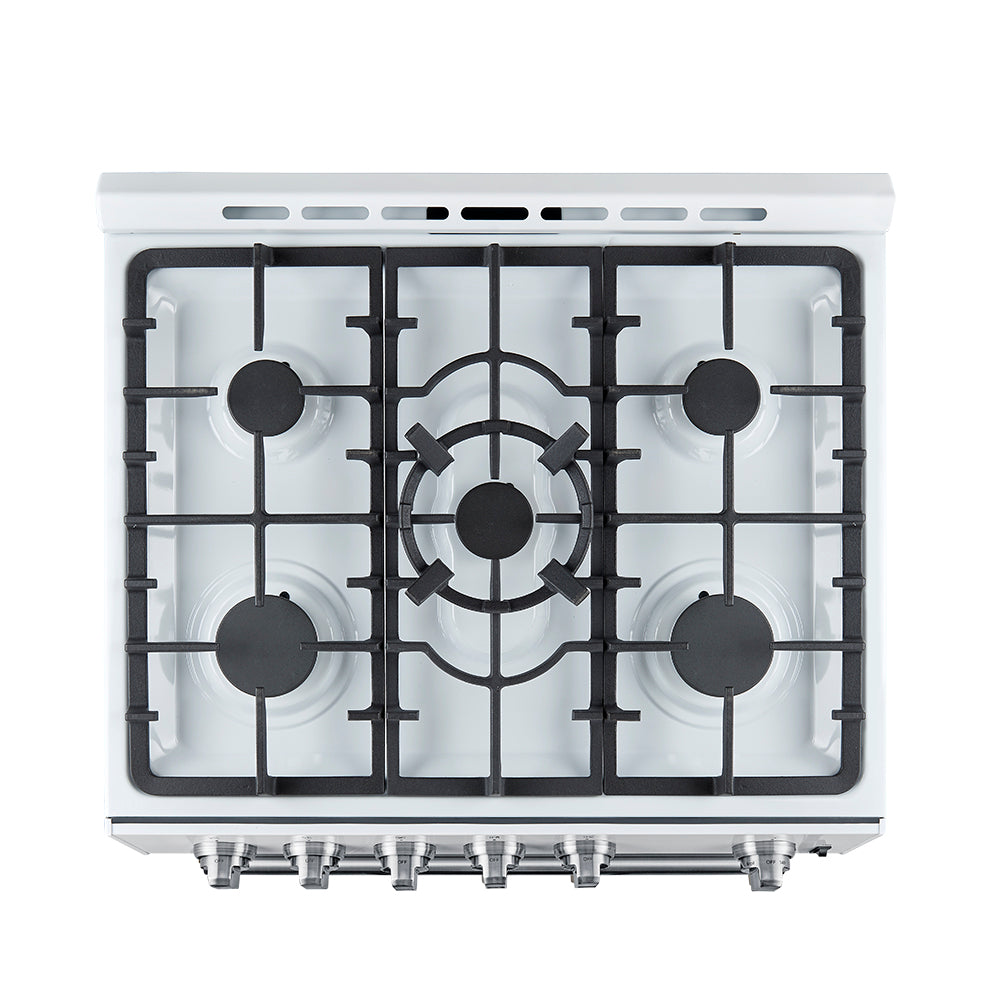 Forno Leonardo Espresso 30-Inch White Gas Range, 5 Burners, 39,500 BTU, 5 cu.ft Convection Oven - Forno Appliances