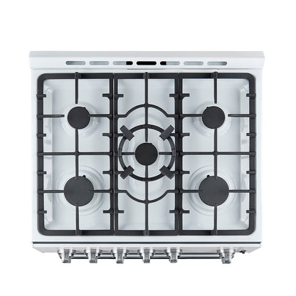 Forno Leonardo Espresso 30-Inch White Gas Range, 5 Burners, 39,500 BTU, 5 cu.ft Convection Oven - Forno Appliances