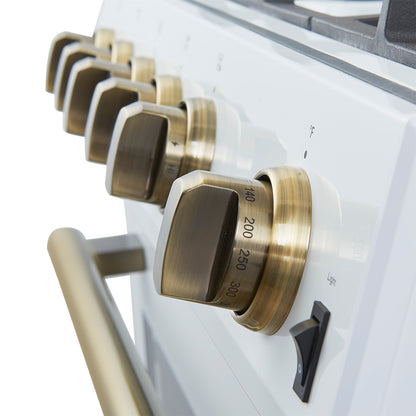 Forno Leonardo Espresso 30-Inch White Gas Range, 5 Burners, 39,500 BTU, 5 cu.ft Convection Oven - Forno Appliances