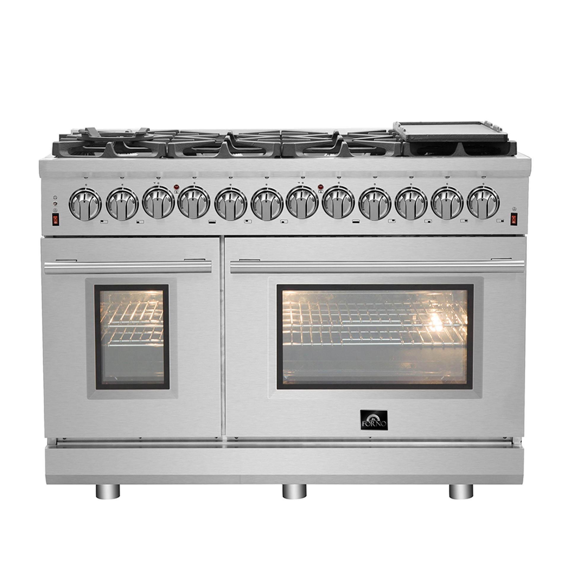 Forno Massimo 48-Inch Freestanding Dual Fuel Range, 8 Burners, Double Convection Ovens - Forno Appliances