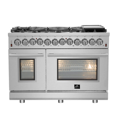 Forno Massimo 48-Inch Freestanding Dual Fuel Range, 8 Burners, Double Convection Ovens - Forno Appliances