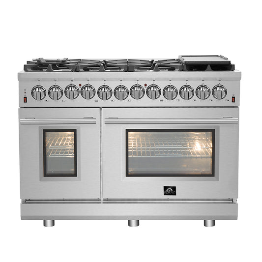 Forno Massimo 48-Inch Freestanding Dual Fuel Range, 8 Burners, Double Convection Ovens - Forno Appliances