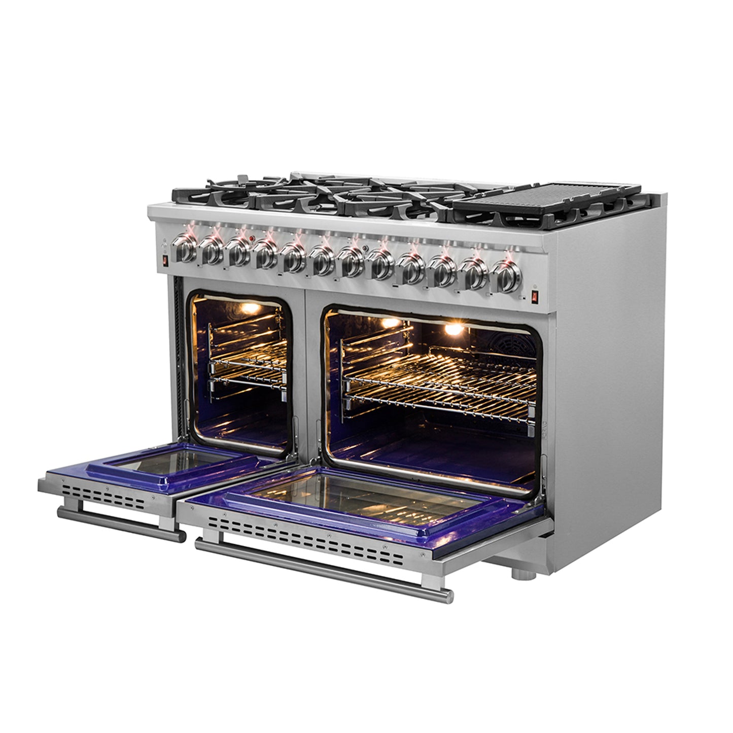 Forno Massimo 48-Inch Freestanding Dual Fuel Range, 8 Burners, Double Convection Ovens - Forno Appliances
