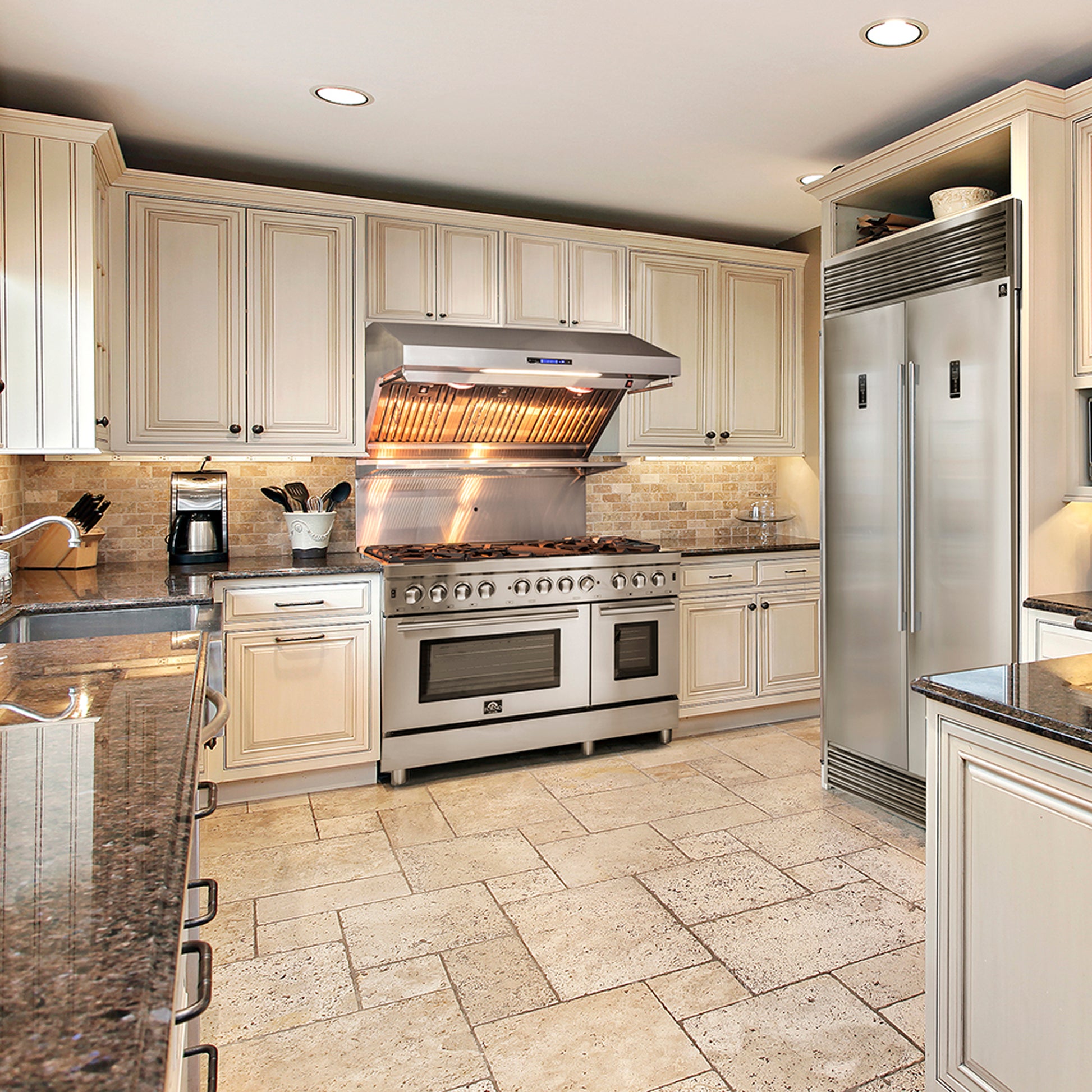 Forno Massimo 48-Inch Freestanding Dual Fuel Range, 8 Burners, Double Convection Ovens - Forno Appliances