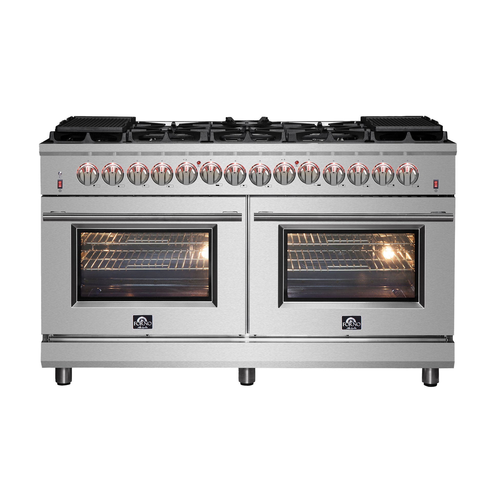 Forno Massimo 60-Inch Freestanding Dual Fuel Range, 10 Burners, Double Convection Ovens - Forno Appliances