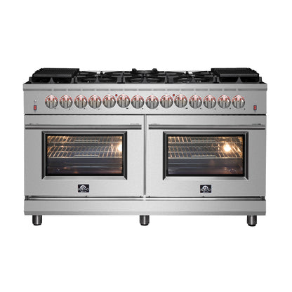 Forno Massimo 60-Inch Freestanding Dual Fuel Range, 10 Burners, Double Convection Ovens - Forno Appliances