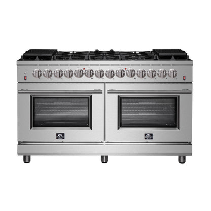 Forno Massimo 60-Inch Freestanding Dual Fuel Range, 10 Burners, Double Convection Ovens - Forno Appliances