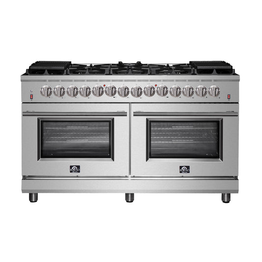 Forno Massimo 60-Inch Freestanding Dual Fuel Range, 10 Burners, Double Convection Ovens - Forno Appliances