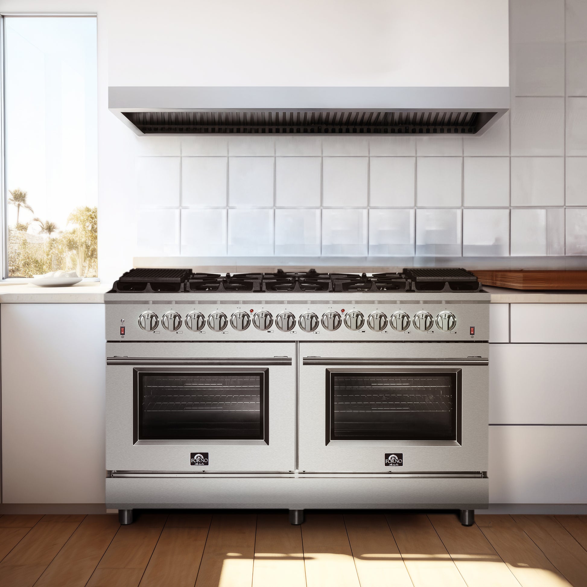 Forno Massimo 60-Inch Freestanding Dual Fuel Range, 10 Burners, Double Convection Ovens - Forno Appliances