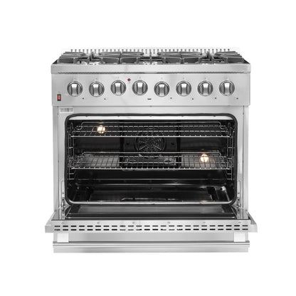 Forno Galiano 36-Inch Freestanding Dual Fuel Range, 6 Burners, Double Convection Ovens - Forno Appliances
