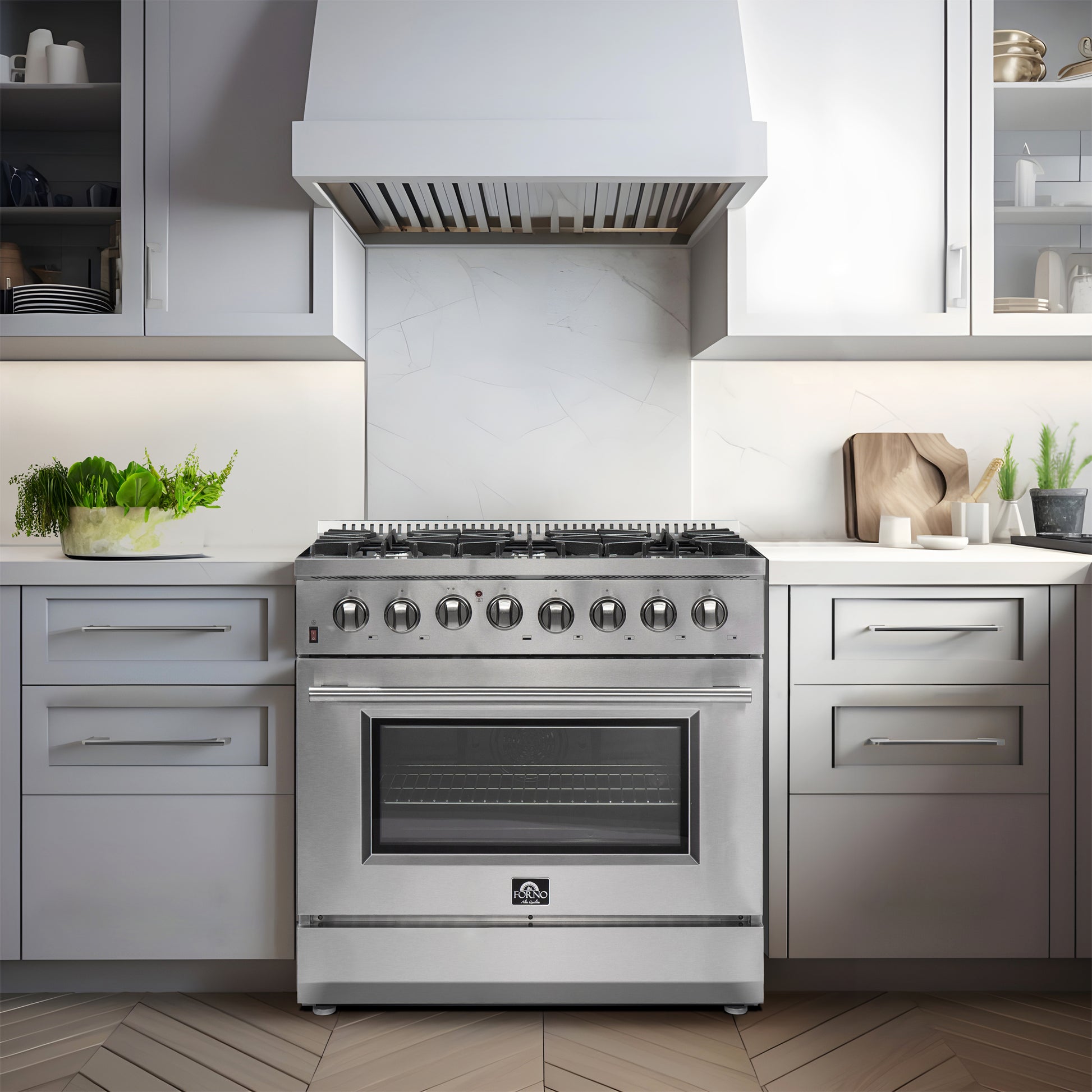 Forno Galiano 36-Inch Freestanding Dual Fuel Range, 6 Burners, Double Convection Ovens - Forno Appliances