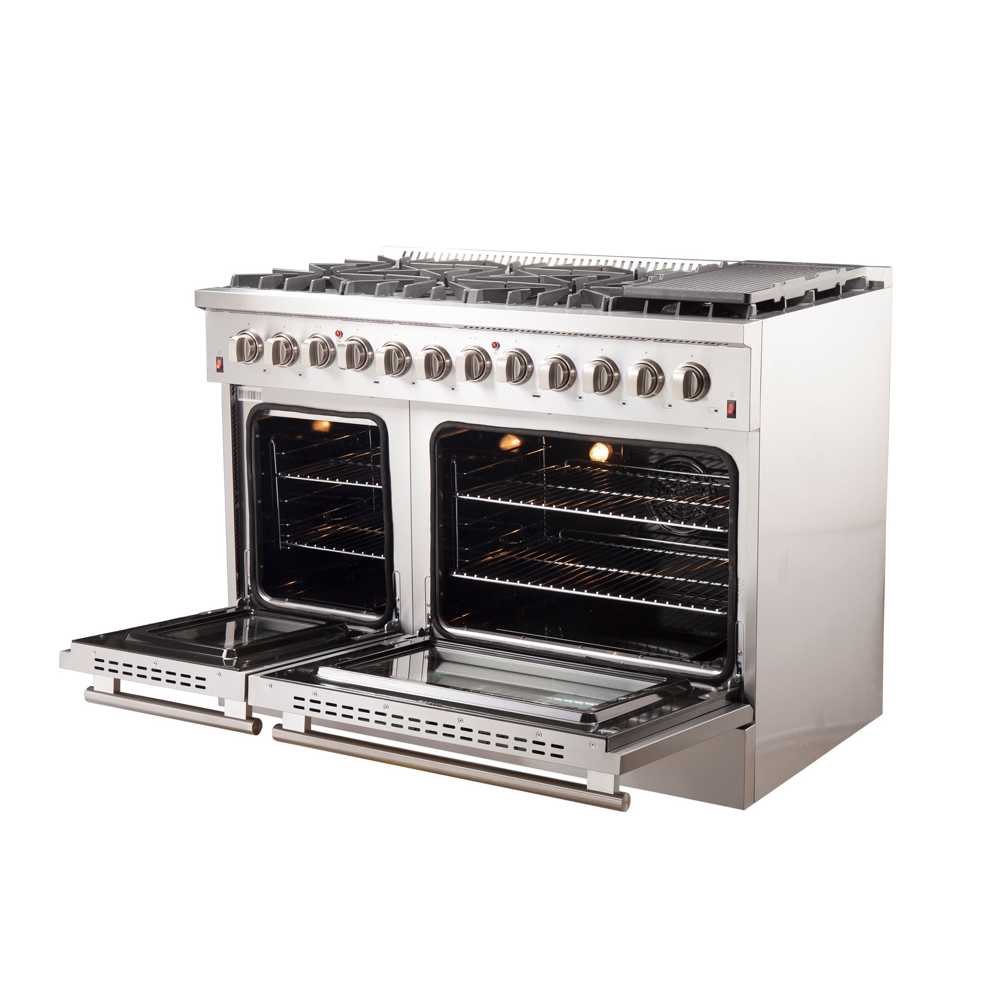 Forno Galiano 48-Inch Freestanding Dual Fuel Range, 8 Burners, Double Convection Ovens - Forno Appliances