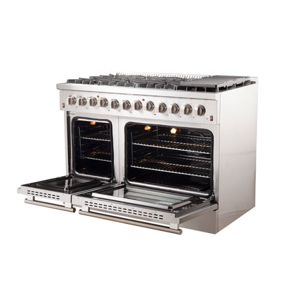 Forno Galiano 48-Inch Freestanding Dual Fuel Range, 8 Burners, Double Convection Ovens - Forno Appliances