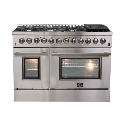 Forno Galiano 48-Inch Freestanding Dual Fuel Range, 8 Burners, Double Convection Ovens - Forno Appliances