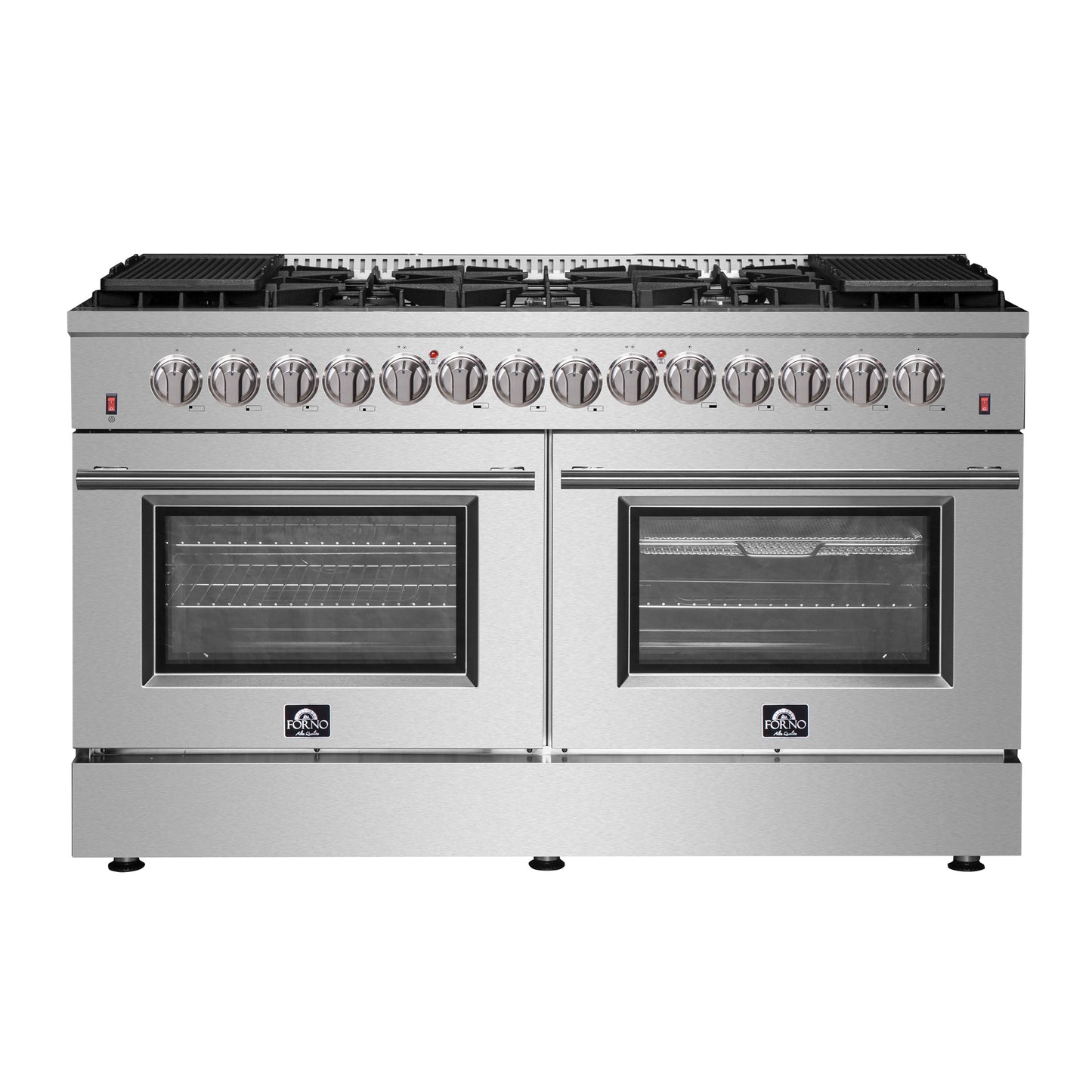 Forno Galiano 60-Inch Freestanding Dual Fuel Range, 10 Burners, Double Convection Ovens - Forno Appliances