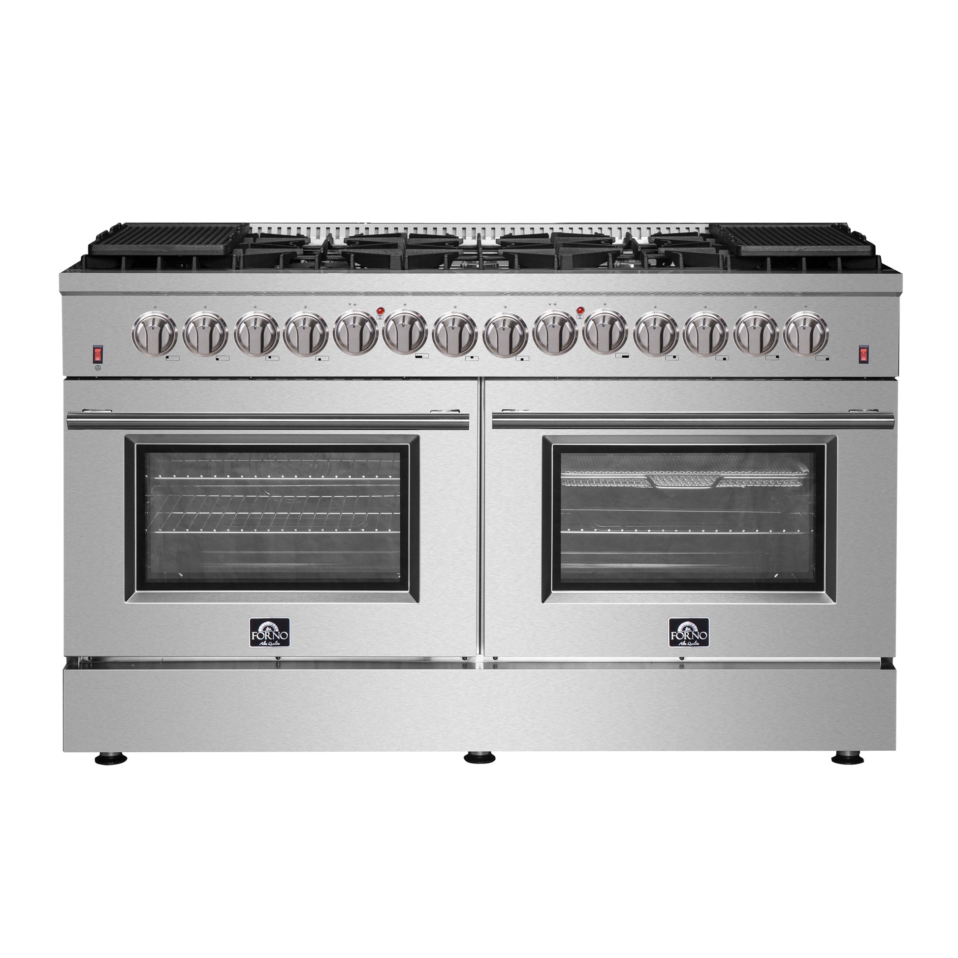 Forno Galiano 60-Inch Freestanding Dual Fuel Range, 10 Burners, Double Convection Ovens - Forno Appliances