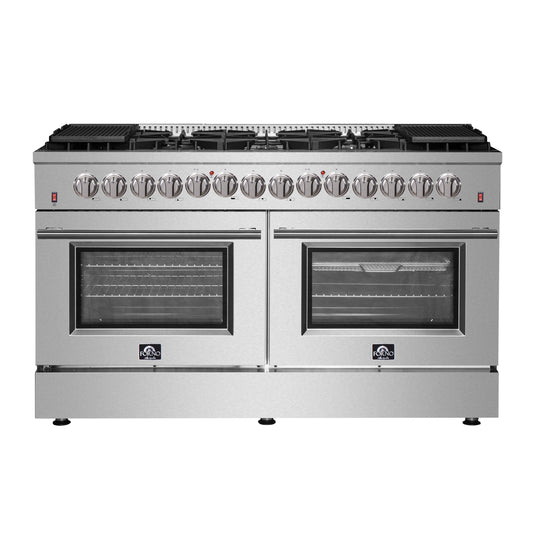 Forno Galiano 60-Inch Freestanding Dual Fuel Range, 10 Burners, Double Convection Ovens - Forno Appliances