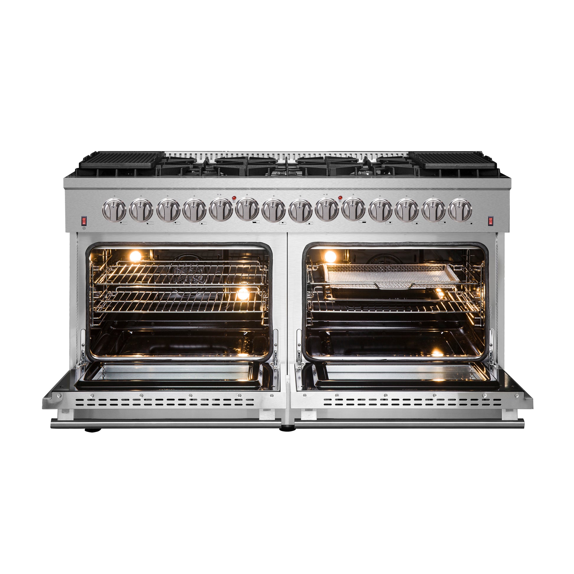 Forno Galiano 60-Inch Freestanding Dual Fuel Range, 10 Burners, Double Convection Ovens - Forno Appliances