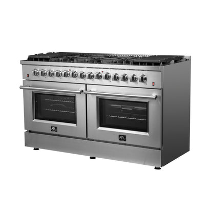 Forno Galiano 60-Inch Freestanding Dual Fuel Range, 10 Burners, Double Convection Ovens - Forno Appliances