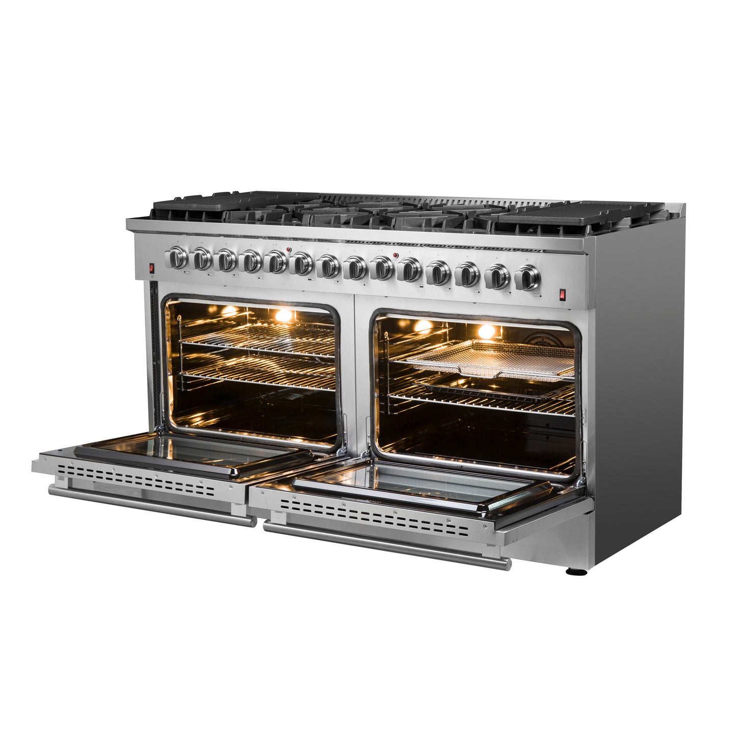 Forno Galiano 60-Inch Freestanding Dual Fuel Range, 10 Burners, Double Convection Ovens - Forno Appliances