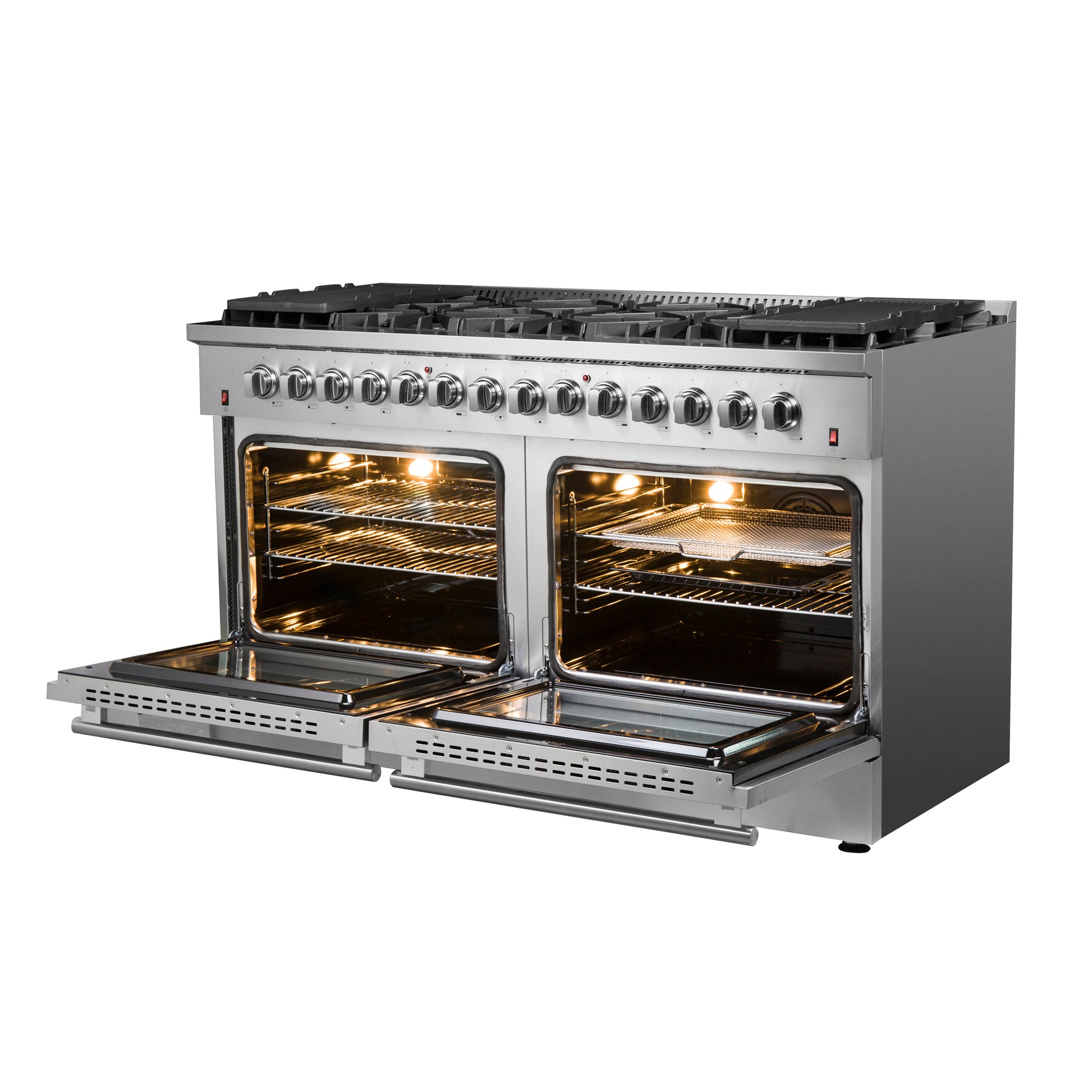 Forno Galiano 60-Inch Freestanding Dual Fuel Range, 10 Burners, Double Convection Ovens - Forno Appliances