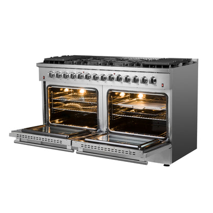Forno Galiano 60-Inch Freestanding Dual Fuel Range, 10 Burners, Double Convection Ovens - Forno Appliances