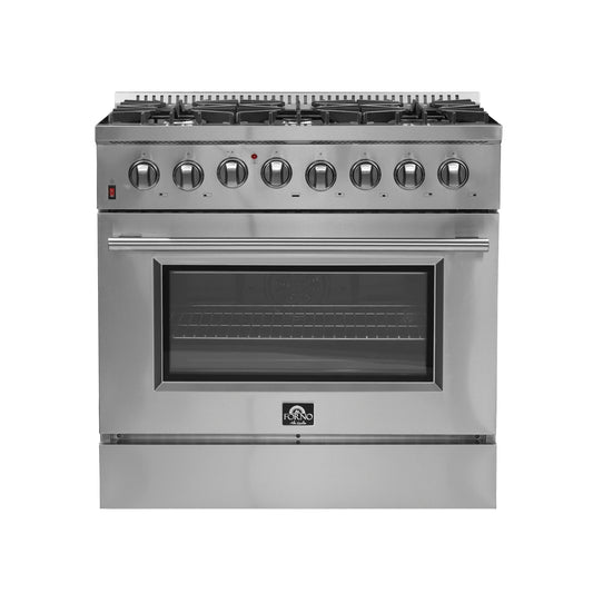 Forno Galiano 36-Inch Freestanding Dual Fuel Range, 6 Burners, Double Convection Ovens - Forno Appliances