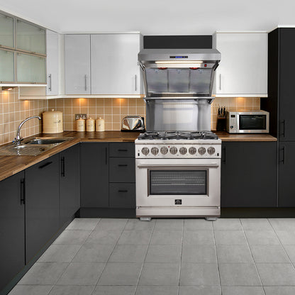 Forno Capriasca 36-Inch Freestanding Dual Fuel Range, 6 Burners, True Convection Oven - Forno Appliances