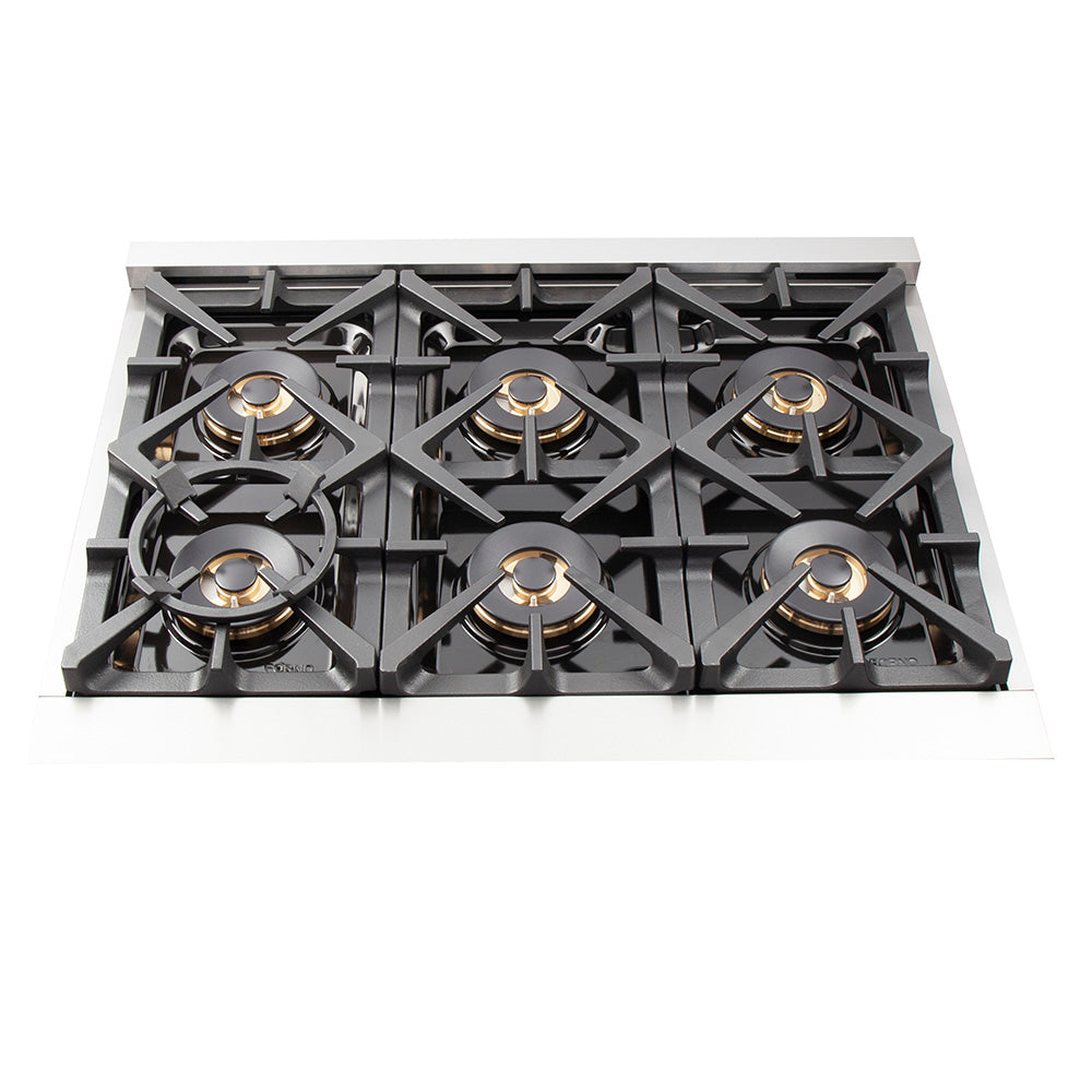 Forno Capriasca 36-Inch Freestanding Dual Fuel Range, 6 Burners, True Convection Oven - Forno Appliances