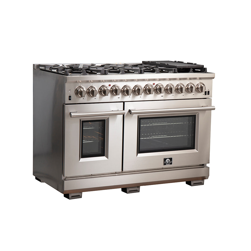 Forno Capriasca 48-Inch Freestanding Dual Fuel Range, 8 Burners, True Convection Oven - Forno Appliances