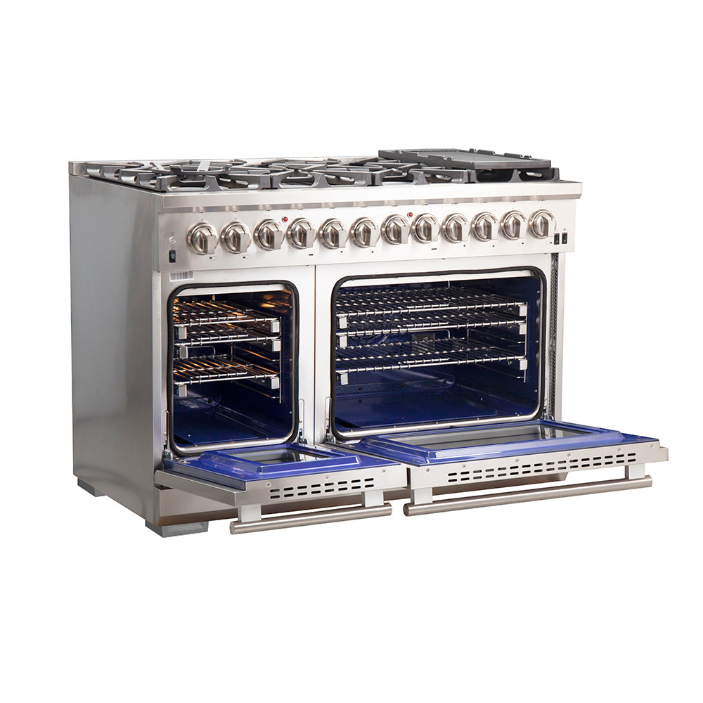 Forno Capriasca 48-Inch Freestanding Dual Fuel Range, 8 Burners, True Convection Oven - Forno Appliances