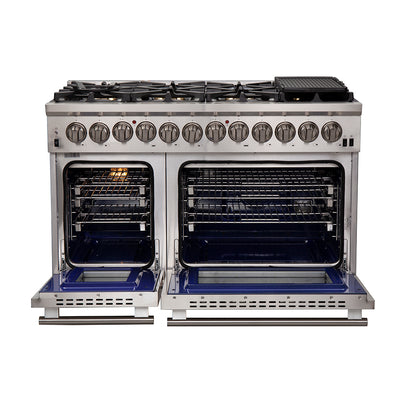 Forno Capriasca 48-Inch Freestanding Dual Fuel Range, 8 Burners, True Convection Oven - Forno Appliances