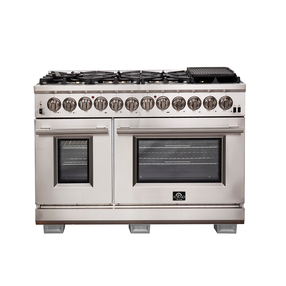Forno Capriasca 48-Inch Freestanding Dual Fuel Range, 8 Burners, True Convection Oven - Forno Appliances