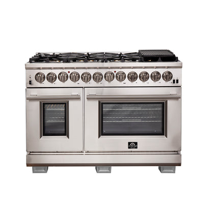 Forno Capriasca 48-Inch Freestanding Dual Fuel Range, 8 Burners, True Convection Oven - Forno Appliances