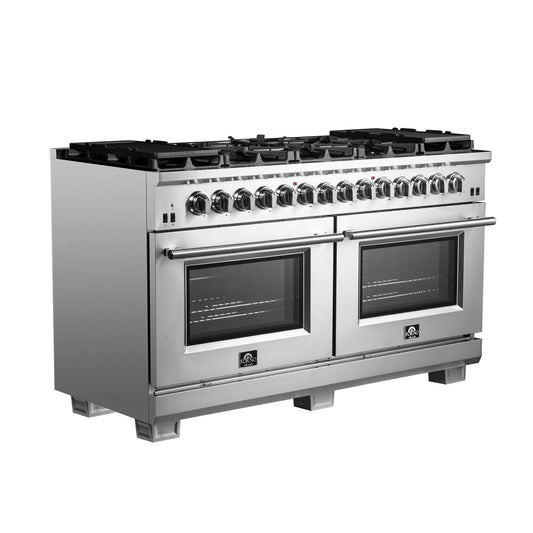 Forno Capriasca 60-Inch Freestanding Dual Fuel Range, 10 Burners, True Convection Oven - Forno Appliances