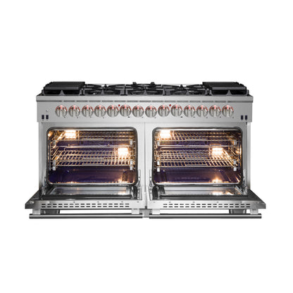 Forno Capriasca 60-Inch Freestanding Dual Fuel Range, 10 Burners, True Convection Oven - Forno Appliances