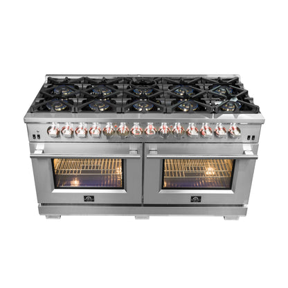 Forno Capriasca 60-Inch Freestanding Dual Fuel Range, 10 Burners, True Convection Oven - Forno Appliances