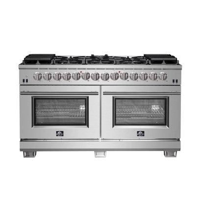 Forno Capriasca 60-Inch Freestanding Dual Fuel Range, 10 Burners, True Convection Oven - Forno Appliances