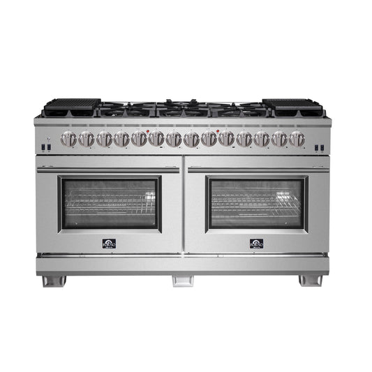 Forno Capriasca 60-Inch Freestanding Dual Fuel Range, 10 Burners, True Convection Oven - Forno Appliances
