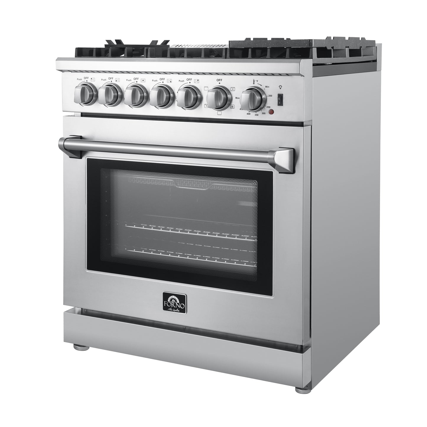 Forno Lazio 30-Inch Freestanding Dual Fuel Range, 4 Burners, True Convection Oven - Forno Appliances