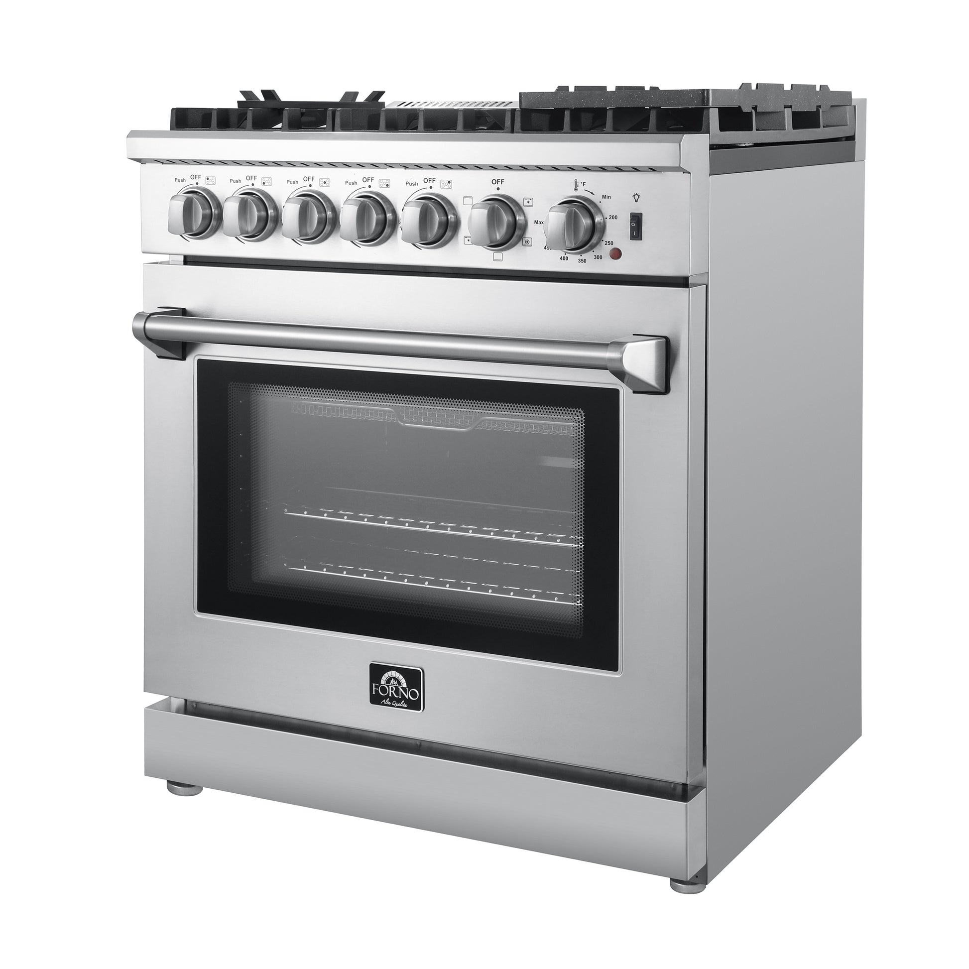 Forno Lazio 30-Inch Freestanding Dual Fuel Range, 4 Burners, True Convection Oven - Forno Appliances
