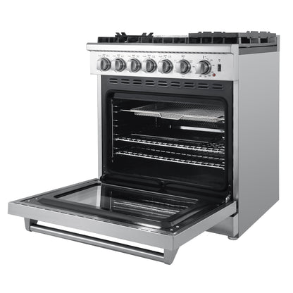 Forno Lazio 30-Inch Freestanding Dual Fuel Range, 4 Burners, True Convection Oven - Forno Appliances