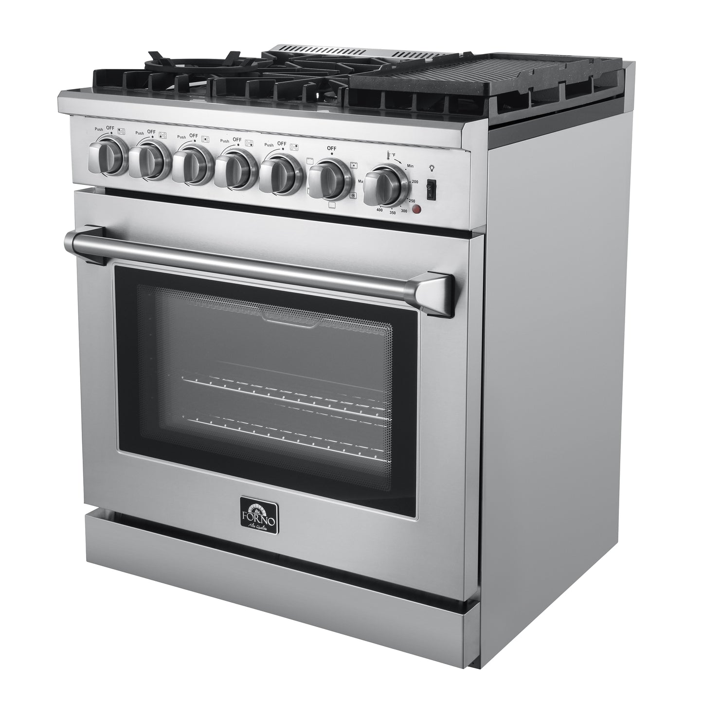 Forno Lazio 30-Inch Freestanding Dual Fuel Range, 4 Burners, True Convection Oven - Forno Appliances