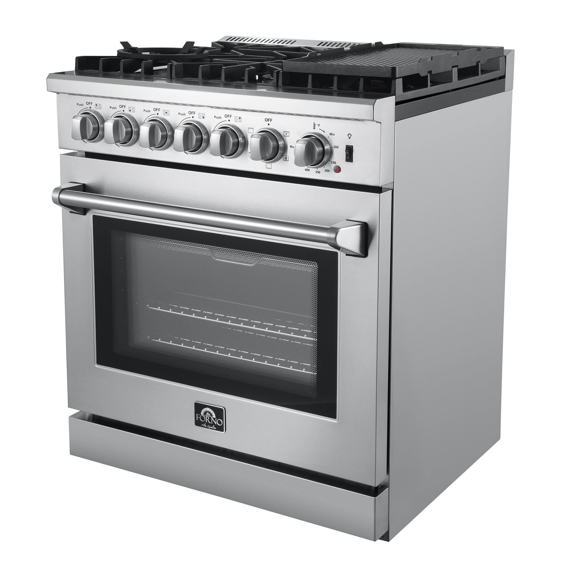 Forno Lazio 30-Inch Freestanding Dual Fuel Range, 4 Burners, True Convection Oven - Forno Appliances