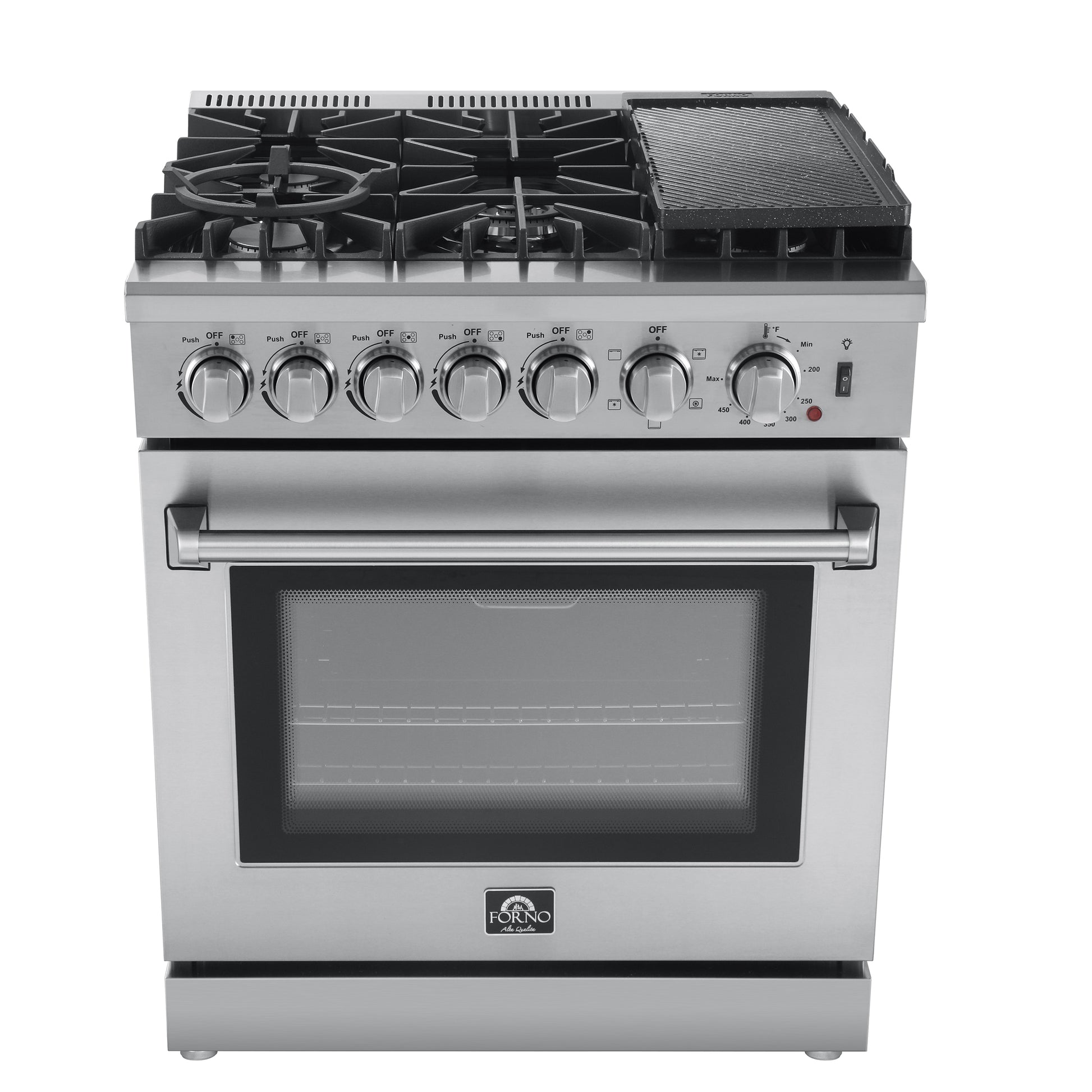 Forno Lazio 30-Inch Freestanding Dual Fuel Range, 4 Burners, True Convection Oven - Forno Appliances
